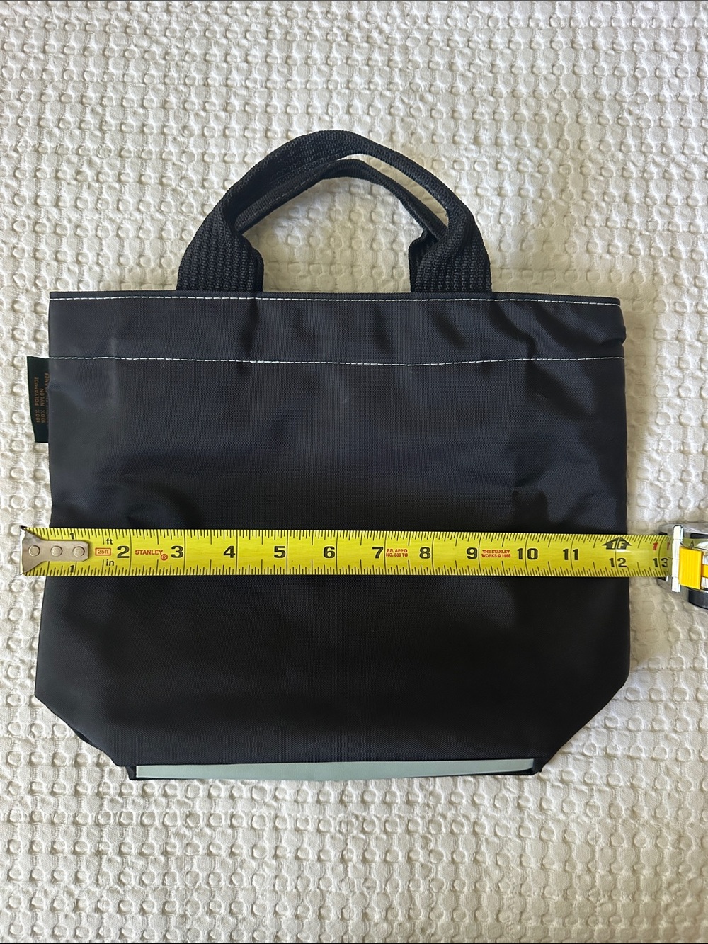 Compact Black Mini Tote Bag with Dual Top Handles